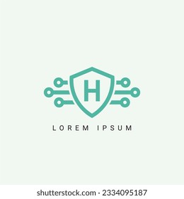 Plantilla de diseño del logotipo de la letra H, tecnología, electrónica, digital, logotipo