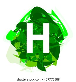 Letter H, logo design template element, letter on green abstract, font style, vector illustration