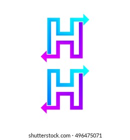 Letter H logo design template. Arrow creative sign