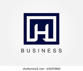 Letter H logo design template with box