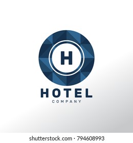 Letter H Logo Design Template With Blue Circle Isolated on White Background. Vector Illustration