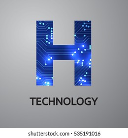 Letter H logo design template,Technology abstract dot connection cross vector logo icon