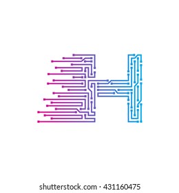 Letter H logo design template,technology,electronics,digital,logotype