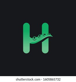 Letter H Logo Design With Tentacle Element