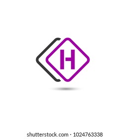Letter H logo design vector. Simple and clean flat design of letter H logo vector template. Layer Square Rounded Vector Illustration.