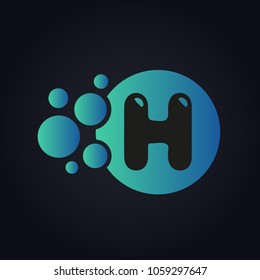 Letter H Logo Design Vector Illustration with Blue Bubble Abstract.