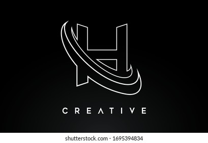 Letter H Logo. H Letter Design Vector with Monogram Lines Swash Vector Illustration. 