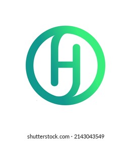 Ilustrador vectorial de diseño del logotipo de la letra H, logotipo con marco circular, alfabeto, icono, emblema