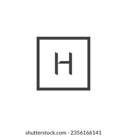 Letter H logo design vector with square concept idea