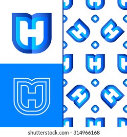 Letter H logo element with seamless pattern. Vector design template element for your application or company