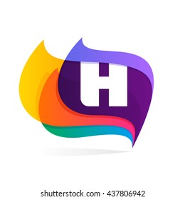 Letter H logo in feather or flags icon. Colorful vector design for banner, presentation, web page, app icon, card, labels or posters.