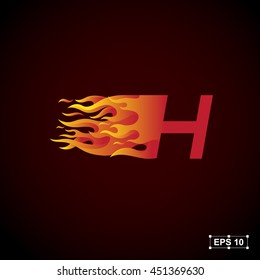 letter H logo, fire fast speed