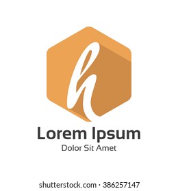 Letter H logo flat long shadow design vector. Hexagonal flat design of letter H logo vector template.