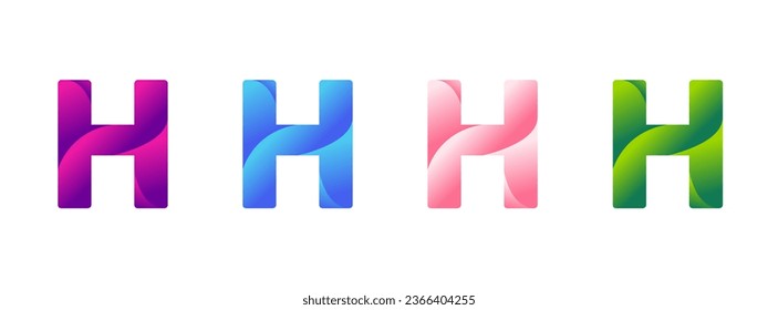 Logo de la letra H en cuatro colores diferentes, transitiando suavemente en un gradiente. Un diseño vibrante y elegante. Símbolo de ilustración vectorial moderno.