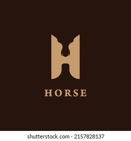 Letter H logo with head horse. Vector illustration.