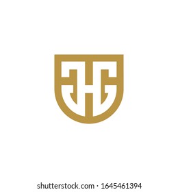 Letter H Logo, HG Logo, Sheild Shape Symbol.