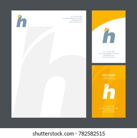 Letter H Logo icon with business card and letter head vector template. 

