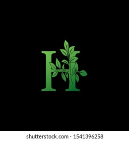 Letter H logo icon. Creative vector logo icon design concept green nature floral tree ornament with letter H for business or company identity. 