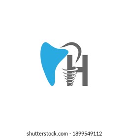 Letter H logo icon with dental design illustration vector 