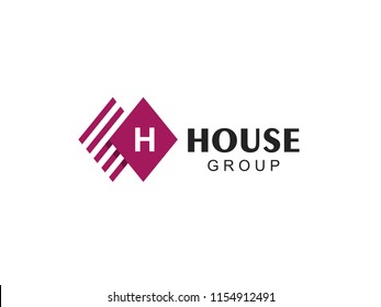 Letter H logo. Icon design element. Abstract logo for business company. Real estate service, agent logotype idea. Construction, house, frame, technology, internet concept.