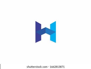 Elementos de plantilla de diseño de icono de logotipo de letra H con concepto de color azul