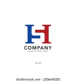 Letter H logo icon design in combination with Blue and red colour vector logo template
