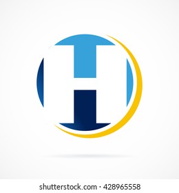 Letter H logo icon design template elements on shape circle