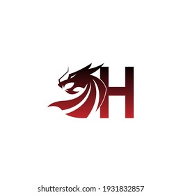 Letter H logo icon with dragon design vector illustration