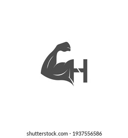 Letter H Logo Icon With Muscle Arm Design Vector Illustration