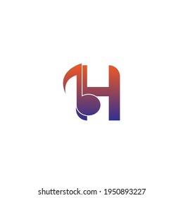 Letter H logo icon with musical note design symbol template vector