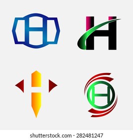 Letter H logo icon template set
