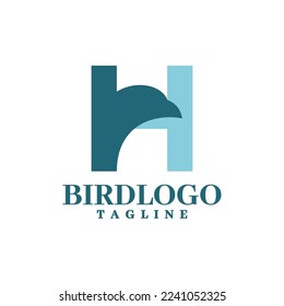 letter H logo with an illustration of a bird head. good for any business logo.