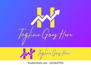 letter H logo incorporated increased sign arrow for your business or financial company