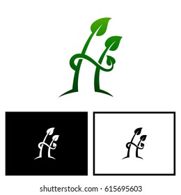 Letter H Logo With Leaf