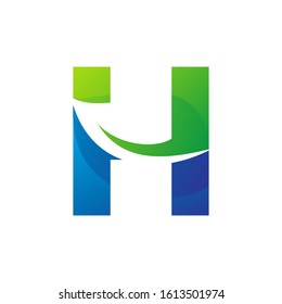 Letter H Logo With Leaf logo Gradient