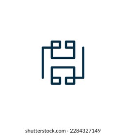 Vector de plantilla de diseño de línea de logotipo de letra H
