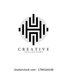 Letter H logo modern monogram, with circle background, parallel lines simple design element for typography