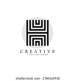 Letter H logo modern monogram, with circle background, parallel lines simple design element for typography