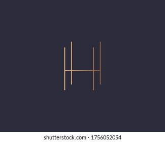 Letter H logo monogram, minimal style identity initial logo mark. Golden gradient parallel lines vector emblem logotype for business cards initials invitations ect.