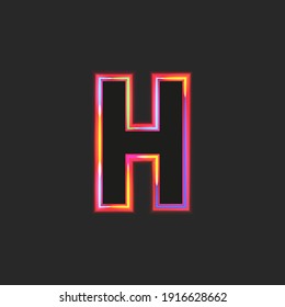 Letter H logo monogram neon glow neon stroke, creative typography design print.