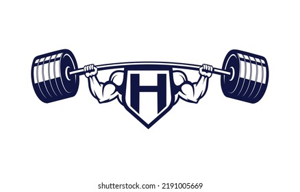 Letter H Logo With muscular shape. Fitness Gym logo.