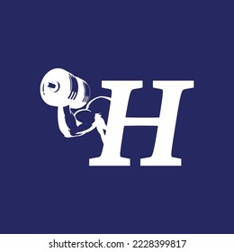 Letter H Logo With muscular shape. Fitness Gym logo.