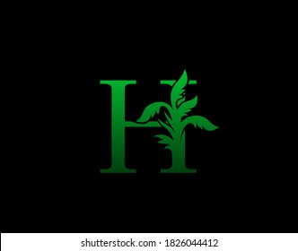 Letter H logo Nature concept, Abstract green tree and leaf symbol, initials H icon natural design Stock Vector