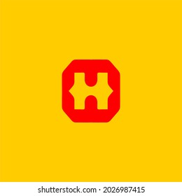 letter H logo negative space with shape simple and modern