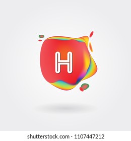 Letter H Logo on the colorful background. A Letter Alphabet Design with colorful splat and liquid background.