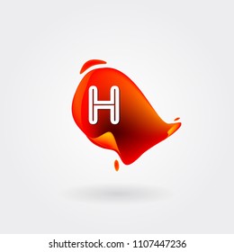 Letter H Logo on the colorful background. A Letter Alphabet Design with colorful splat and liquid background.