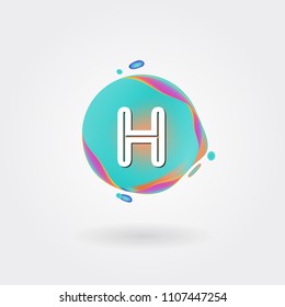 Letter H Logo on the colorful background. A Letter Alphabet Design with colorful splat and liquid background.