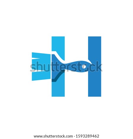 Letter H Logo With Paint Brush Design. Home Building Decoration Icon Graphic. Digital Painting Proffesional Vector.