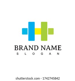 letter H logo with a plus icon for the health Care business