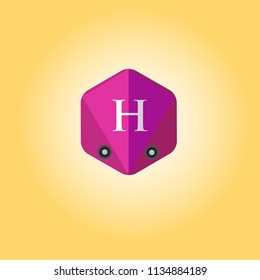 Letter H logo with polygon background